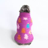 Pull de Noël en maille pour chien – Arbres en sucre d’orge magenta