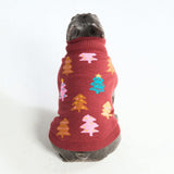 Pull de Noël en maille pour chien – Arbres en sucre d’orge marron châtaigne