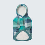 Pull à Capuche en velours Pour Chien - Carreaux Turquoise