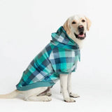 Pull à Capuche en velours Pour Chien - Carreaux Turquoise
