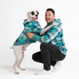 Pull à Capuche en velours Pour Chien - Carreaux Turquoise