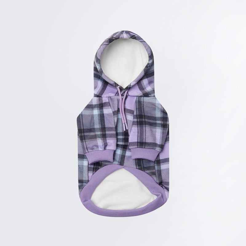 Pull à Capuche en velours Pour Chien - Carreaux Violets