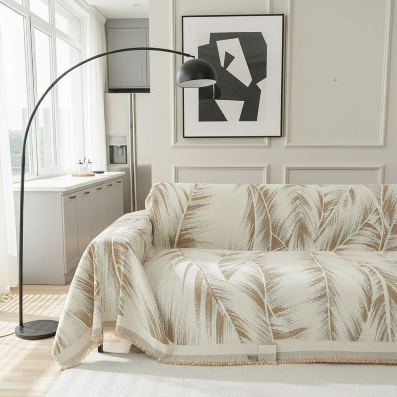 Housse de canapé – Beige Feuillage