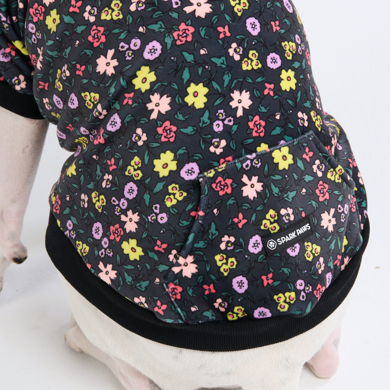 Vintage Flower Hoodie pour Humain - Noir