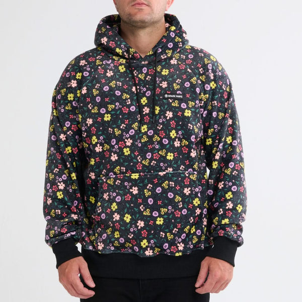 Vintage Flower Hoodie pour Humain - Noir