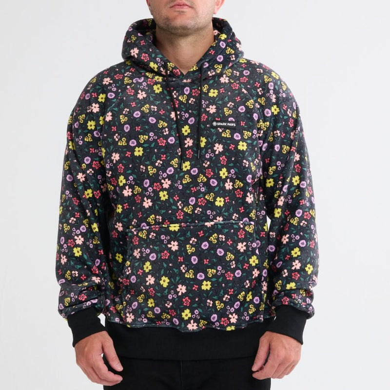 Vintage Flower Hoodie pour Humain - Noir