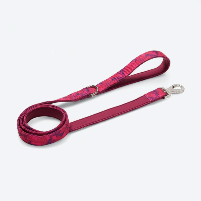 Ensemble laisse et distributeur de sacs à déjections - Camouflage Fuchsia