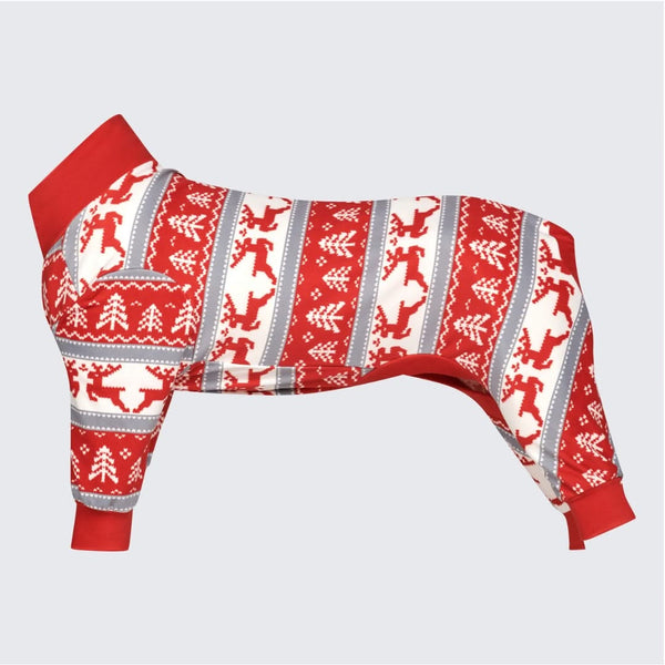 Pyjama pour Chien - Renne de Noël Rouge Blanc