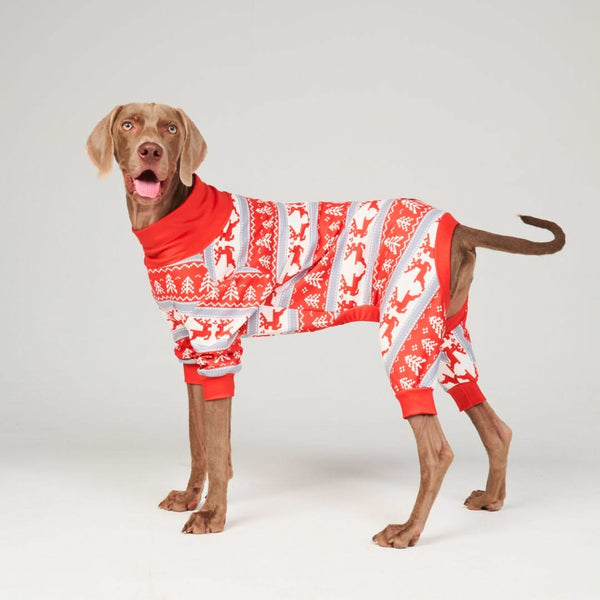 Pyjama pour Chien - Renne de Noël Rouge Blanc