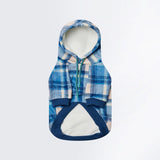 Pull à Capuche en velours Pour Chien - Carreaux Bleu