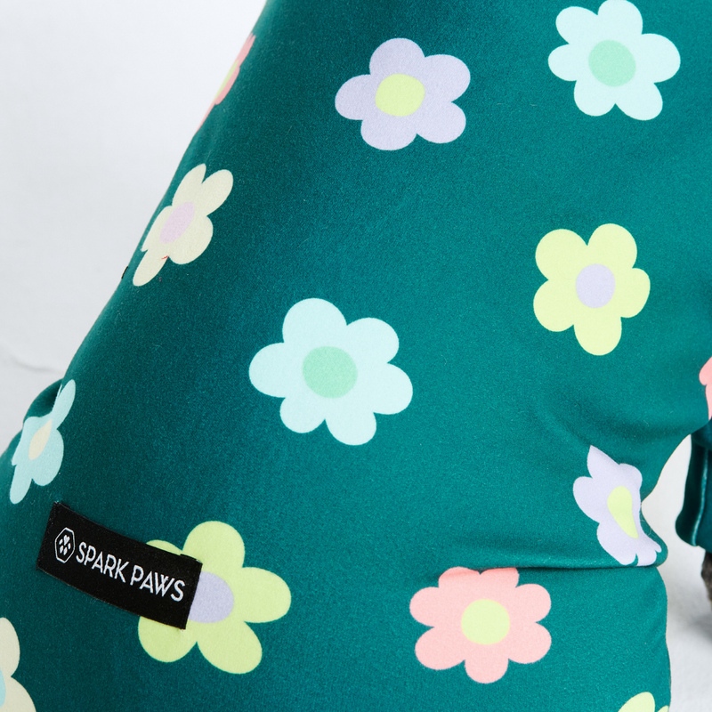 Pyjama pour chien - Fleurs Vert