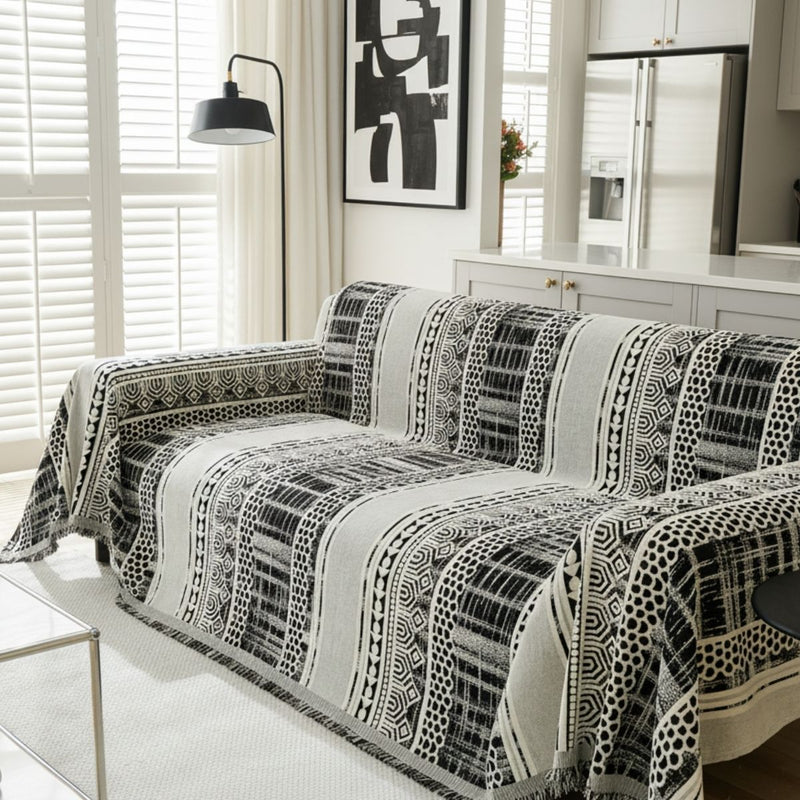 Housse de canapé – Noir Mosaïque Moderne