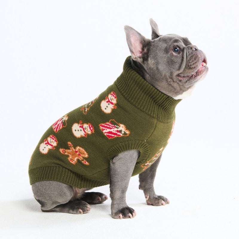 Pull de Noël en maille pour chien – Pain d’épices