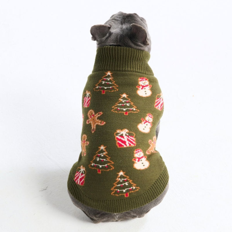 Pull de Noël en maille pour chien – Pain d’épices