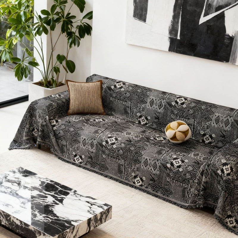 Rustic Boho Black Couch Cover