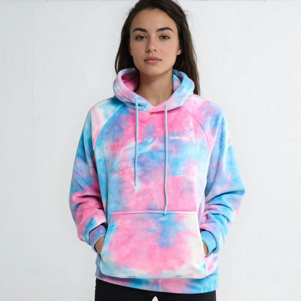 Sweat à capuche en velours humain - Rose et Bleu