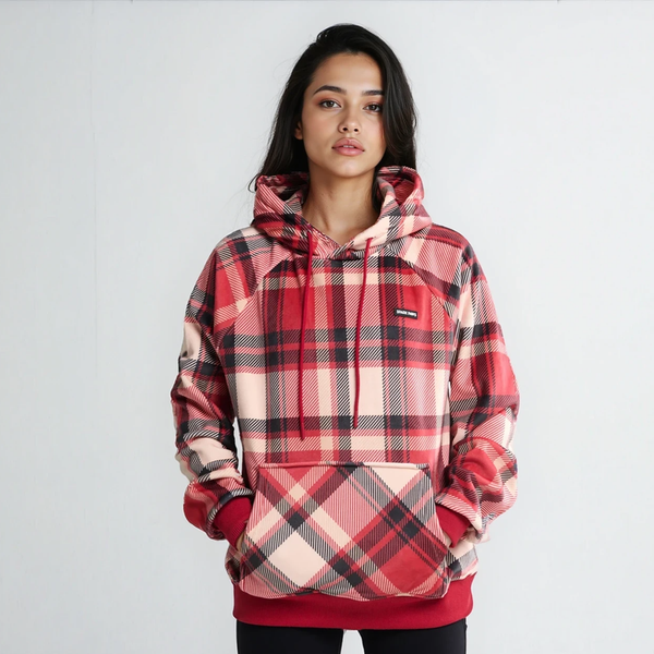 Pull à Capuche en velours - Carreaux Rouge