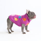 Pull de Noël en maille pour chien – Arbres en sucre d’orge magenta