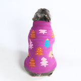 Pull de Noël en maille pour chien – Arbres en sucre d’orge magenta