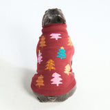 Pull de Noël en maille pour chien – Arbres en sucre d’orge marron châtaigne
