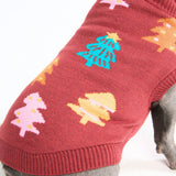 Pull de Noël en maille pour chien – Arbres en sucre d’orge marron châtaigne