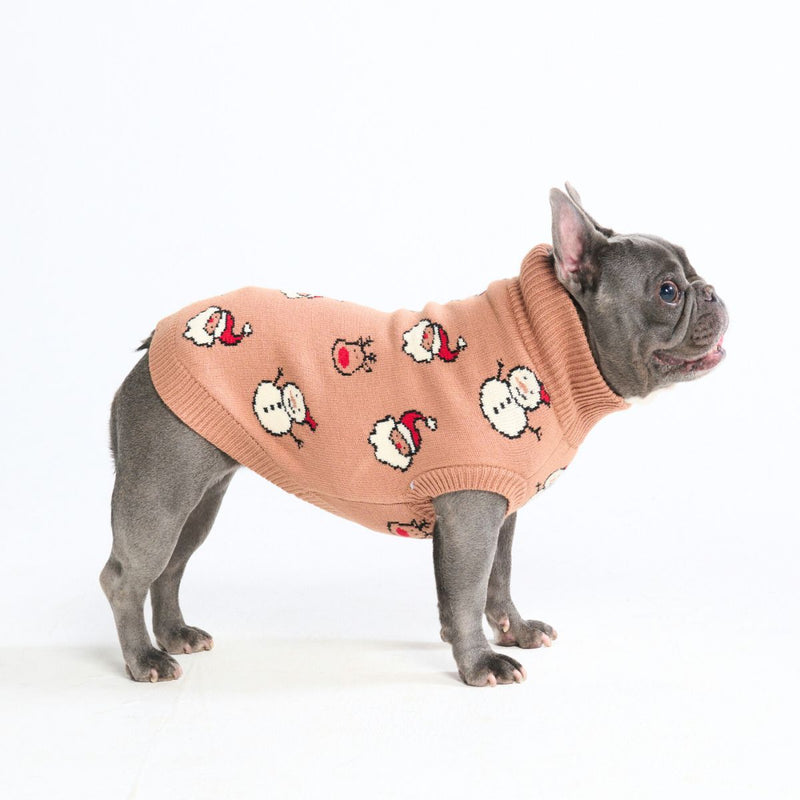 Pull de Noël en maille pour chien – Père Noël & Rudolphe