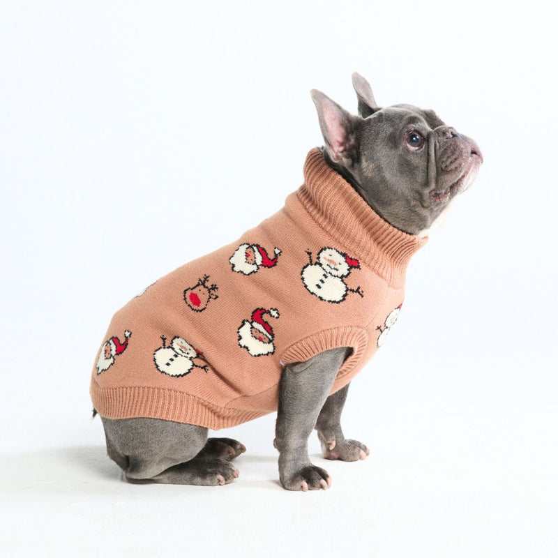 Pull de Noël en maille pour chien – Père Noël & Rudolphe