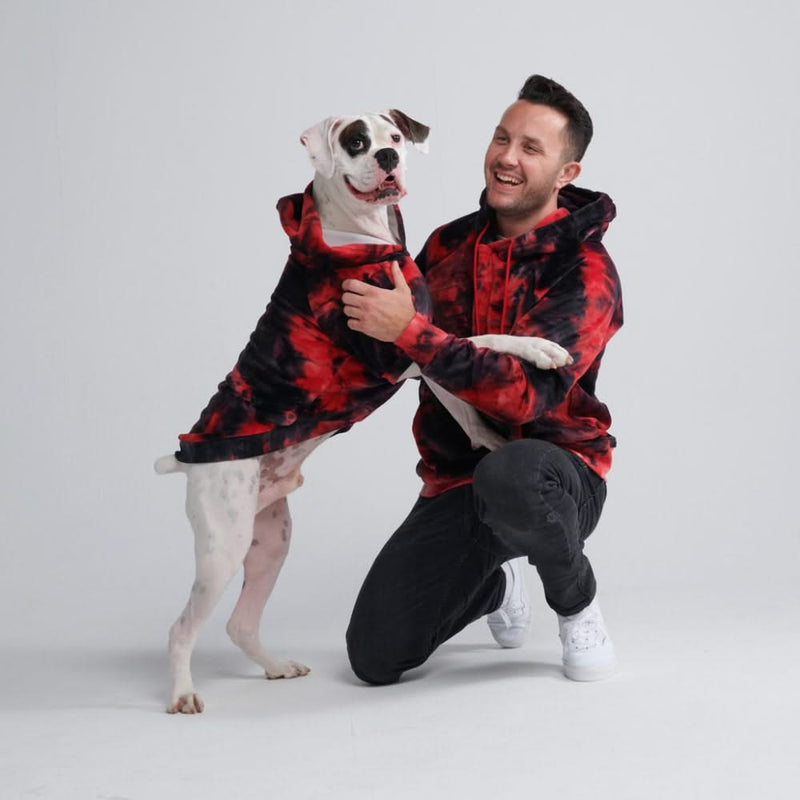 Sweat à capuche en velours humain - Rouge et Noir