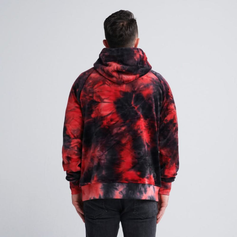Sweat à capuche en velours humain - Rouge et Noir