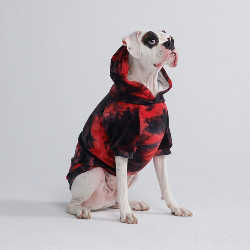 Pull à Capuche en velours Pour Chien - Rouge et Noir