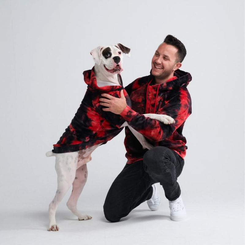 Rouge Noir Pull à Capuche en velours Pour Chien