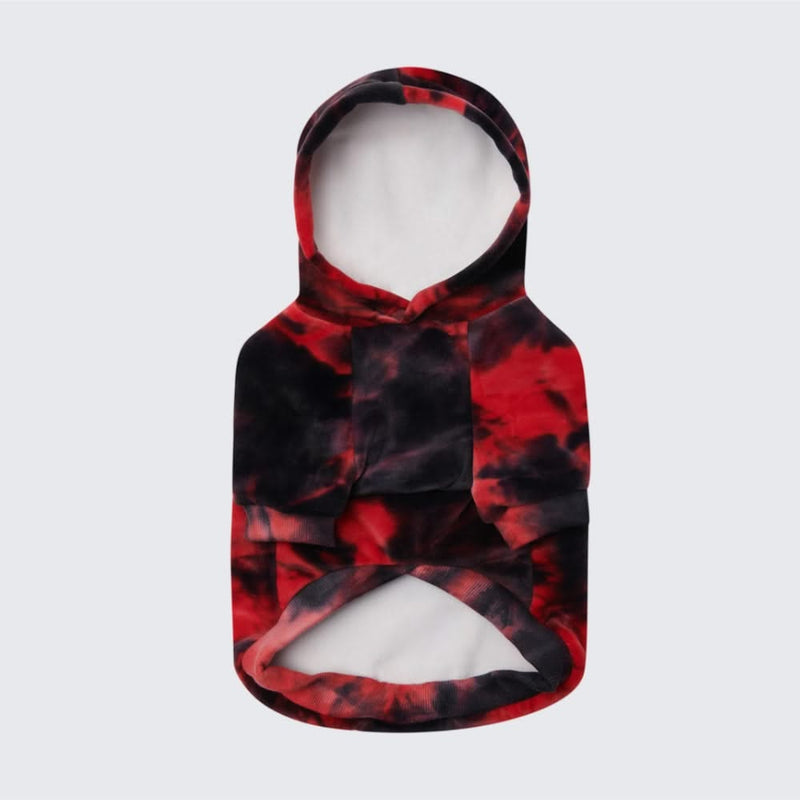 Rouge Noir Pull à Capuche en velours Pour Chien
