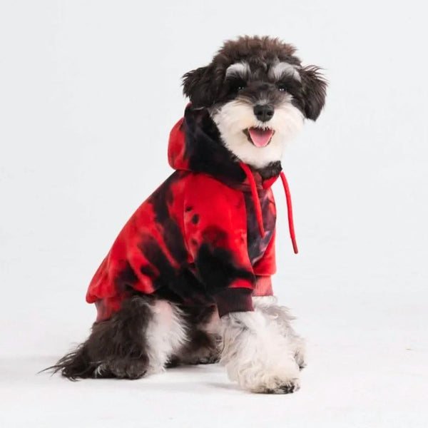 Pull à Capuche en velours Pour Chien - Rouge et Noir