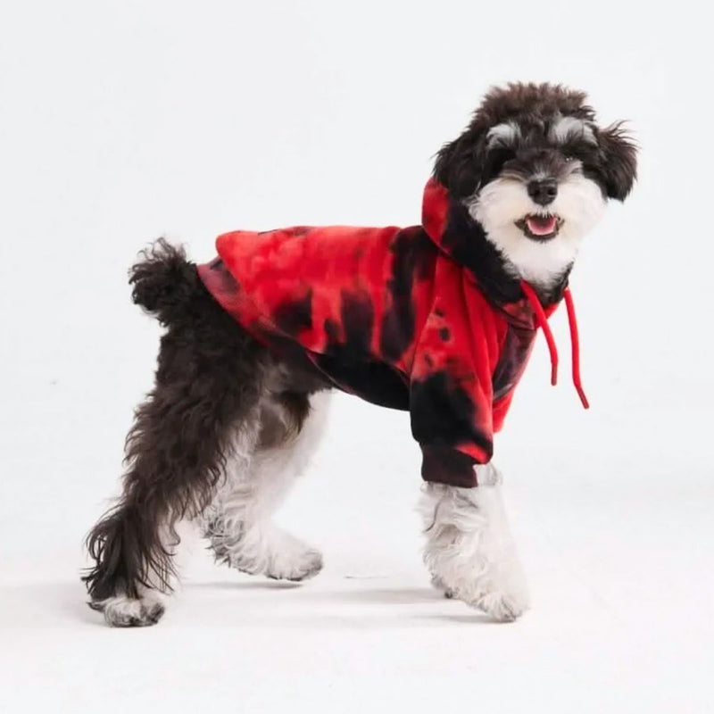 Pull à Capuche en velours Pour Chien - Rouge et Noir
