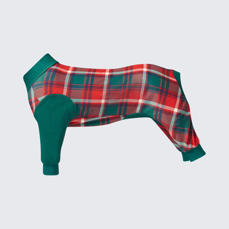 Pyjama pour chien - Plaid vert et rouge