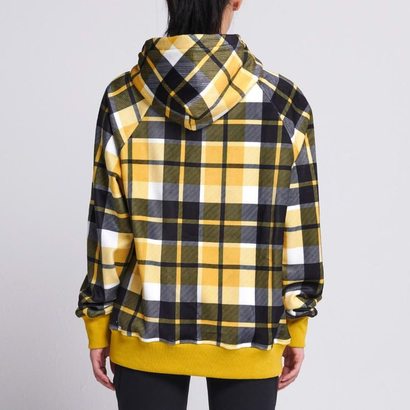 Pull à Capuche en velours - Carreaux Jaune