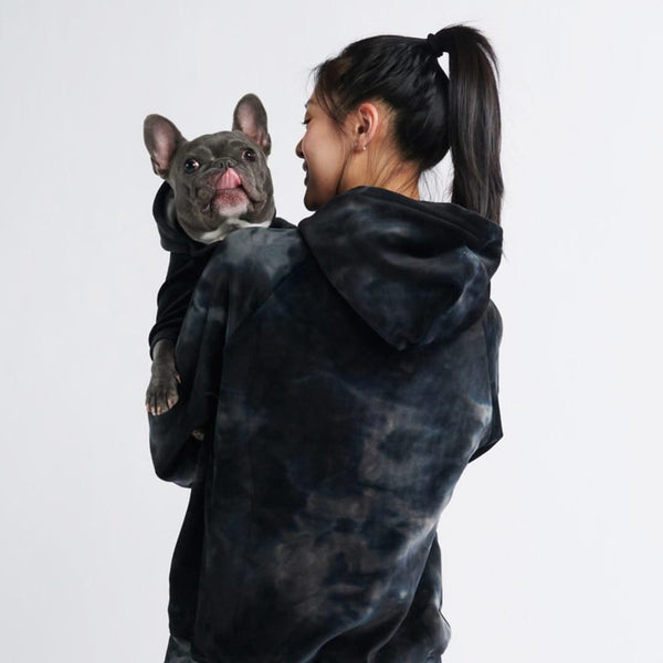 Sweat à capuche en velours humain - Noir Obsidienne