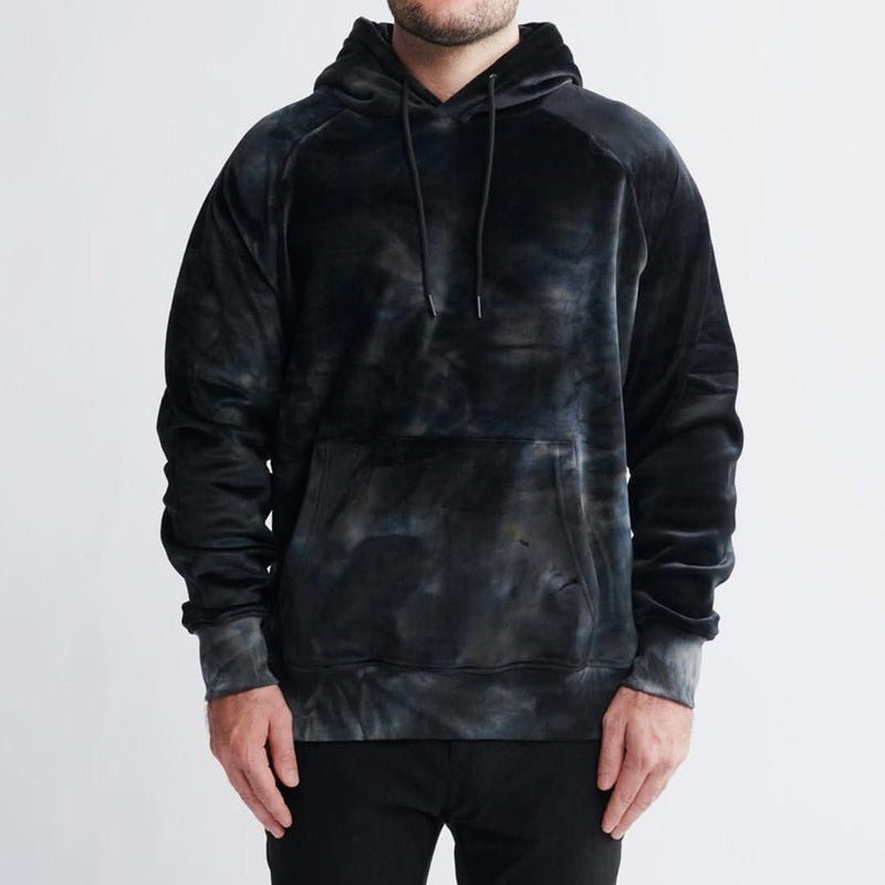 Pull à Capuche en velours - Noir Obsidienne