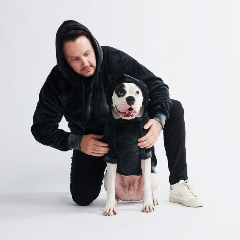 Sweat à capuche en velours humain - Noir Obsidienne