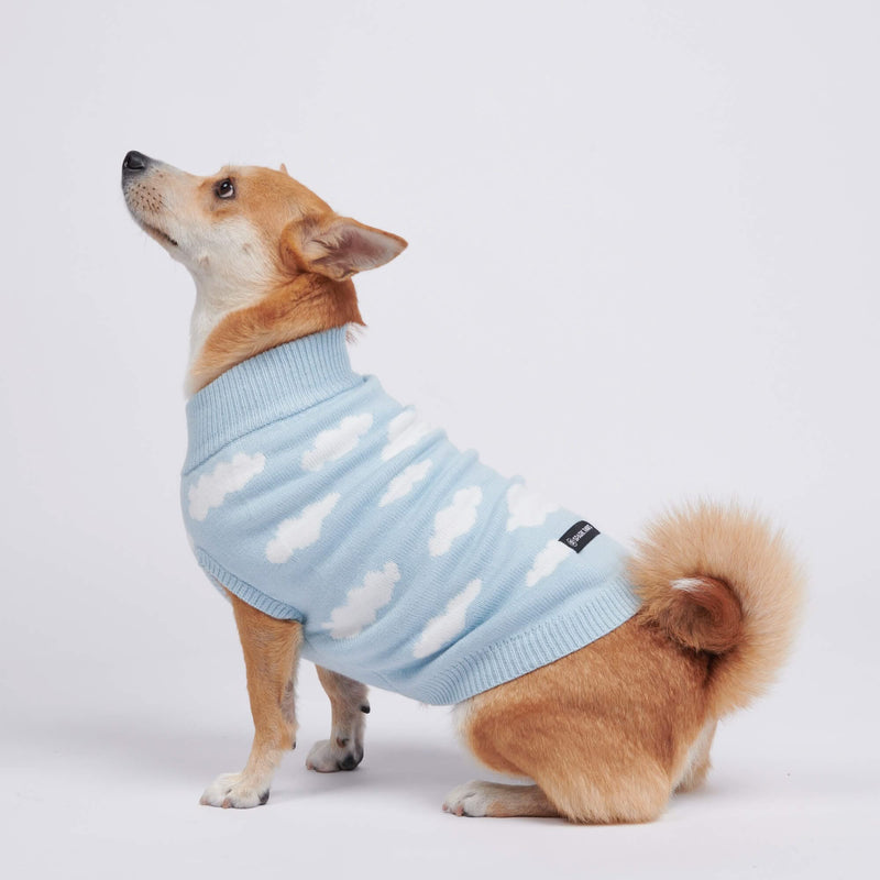 Pull pour chien en tricot nuages ​​- Bleu