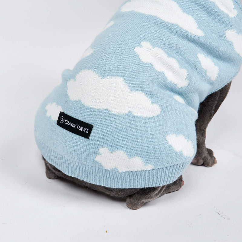 Pull pour chien en tricot nuages ​​- Bleu