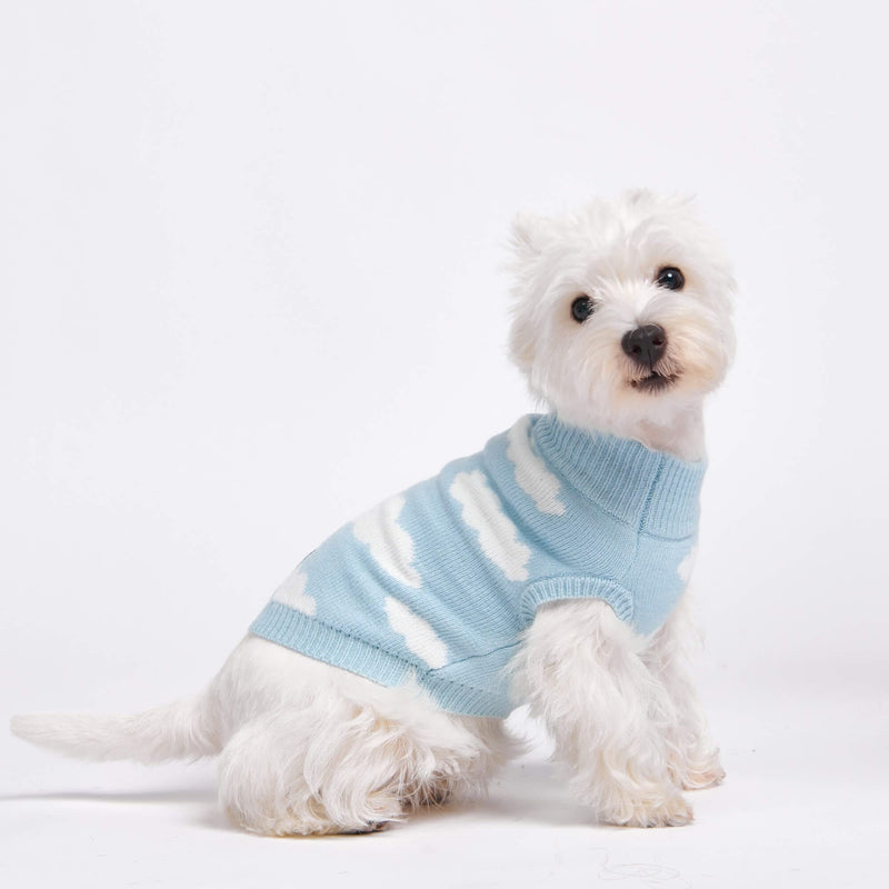 Pull pour chien en tricot nuages ​​- Bleu