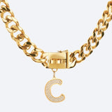 GOLD LETTER C CHARM COLLAR DOG