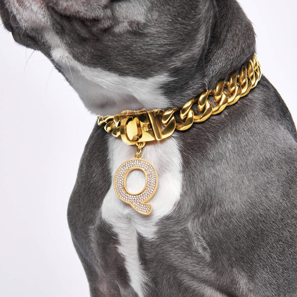 Lettre initiale bijoux plaques d'identification pour chiens - Q