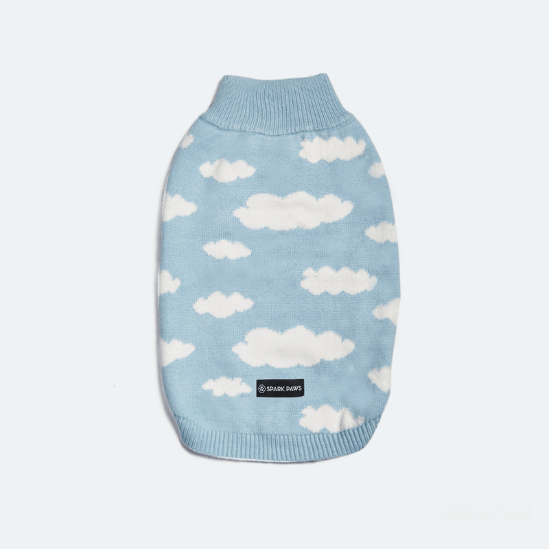 Pull pour chien en tricot nuages ​​- Bleu