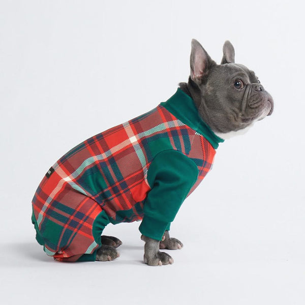 Pyjama pour chien - Plaid vert et rouge