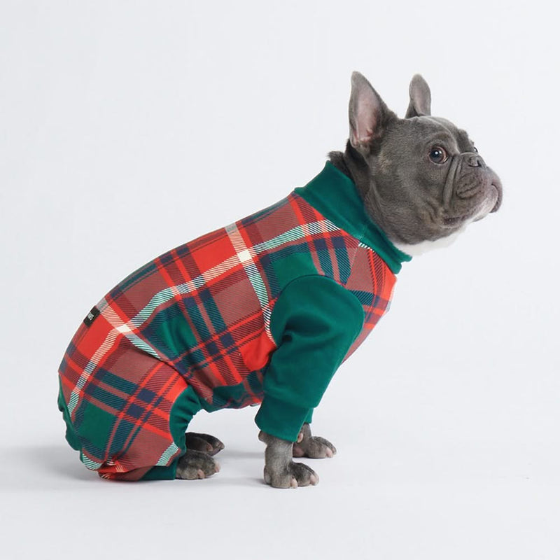 Pyjama pour chien - Plaid vert et rouge