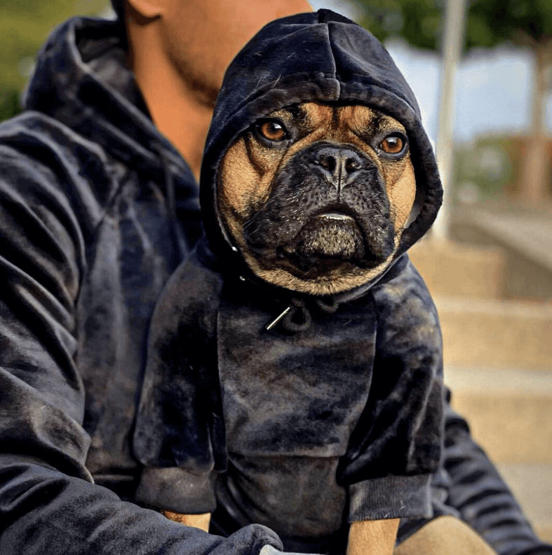 Sweat à capuche en velours humain - Noir Obsidienne