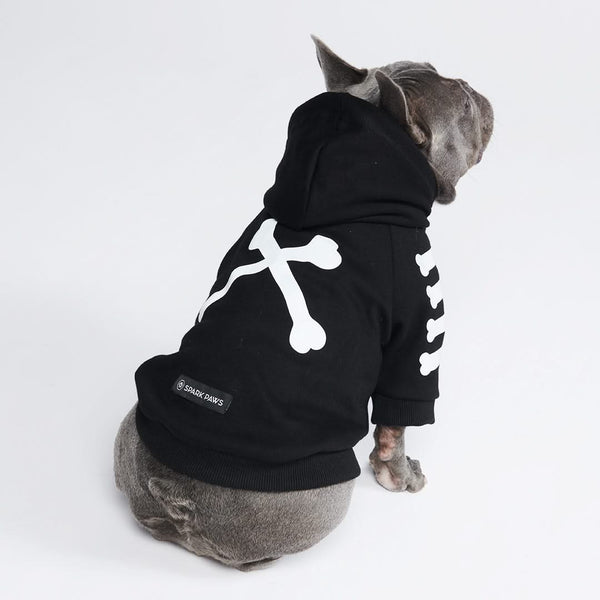 "WOOF" Pull à Capuche Pour Chien - Noir et réfléchissant